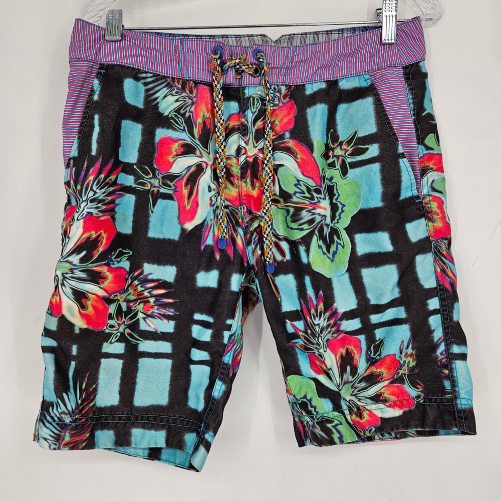 Robert Graham Board Shorts Mens 30 Floral Hawaiian Print Performance Swim Summer